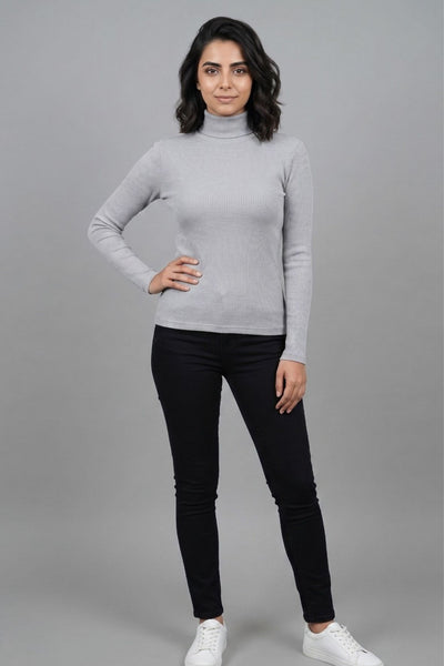Blue Hi-Neck Crop Top for Women