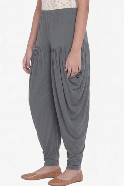 Grey Viscose Dhoti Pants