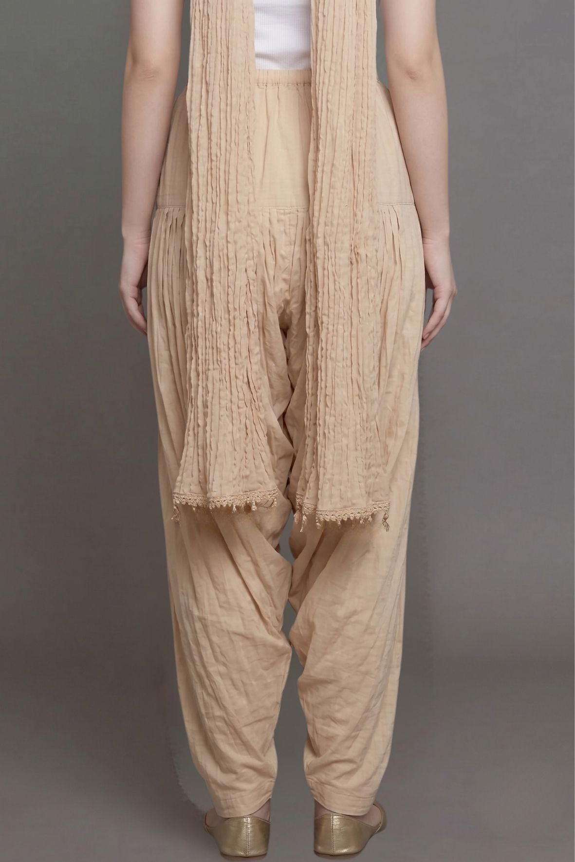 Desert Sand Plain Cotton Patiala with Dupatta