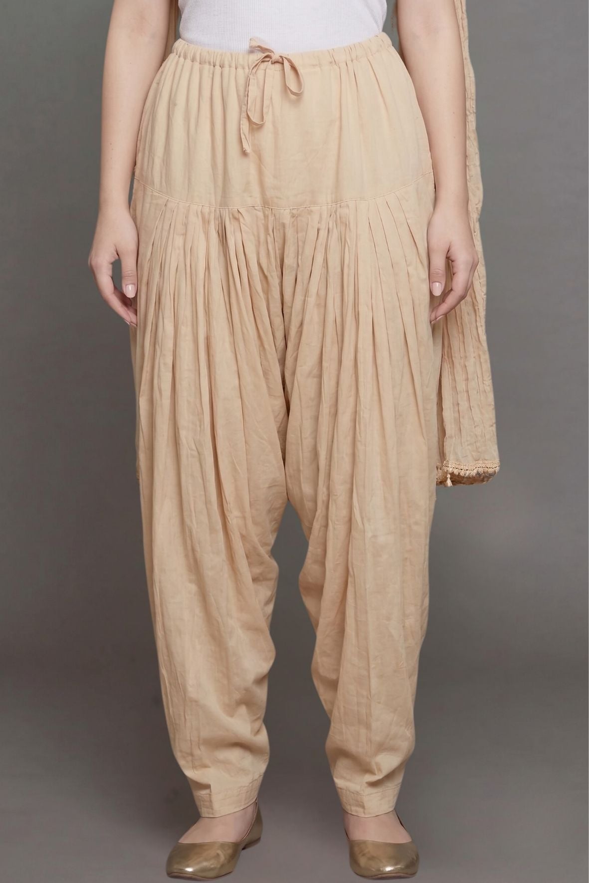 Desert Sand Plain Cotton Patiala with Dupatta