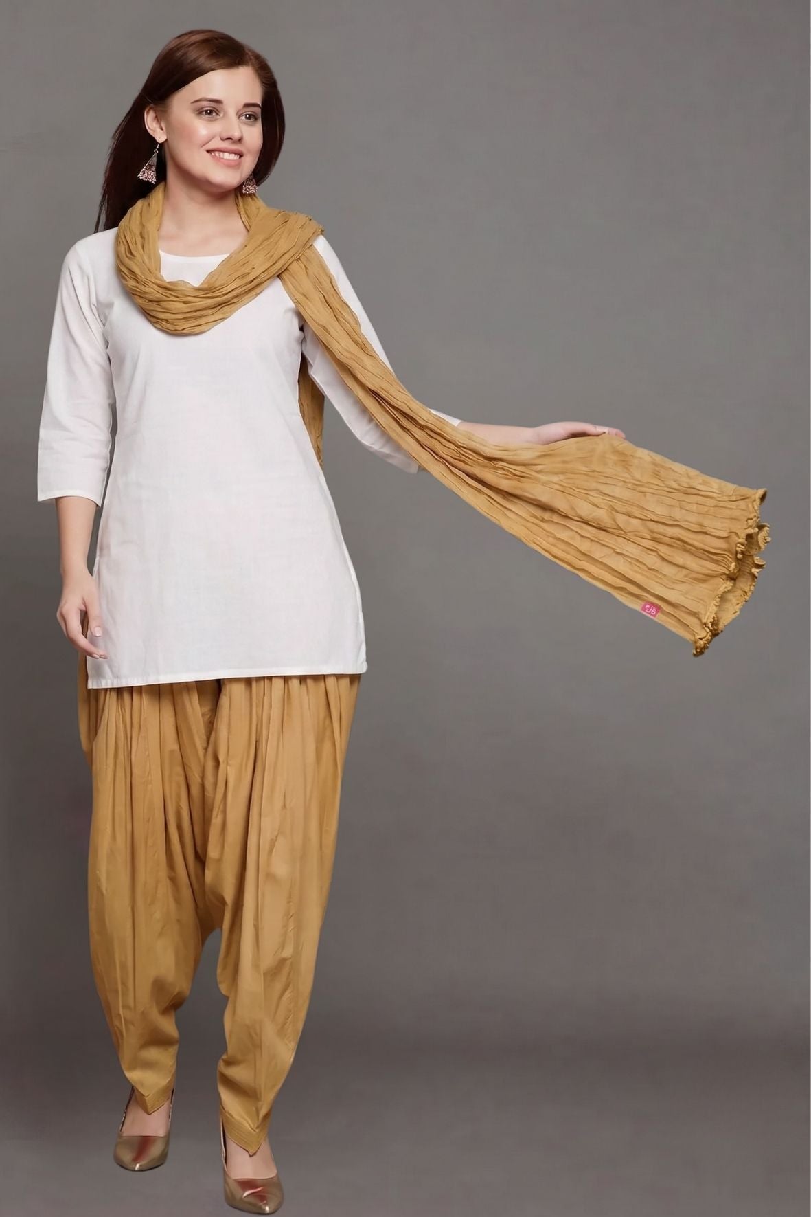 Skin Plain  Cotton Patiala with Dupatta