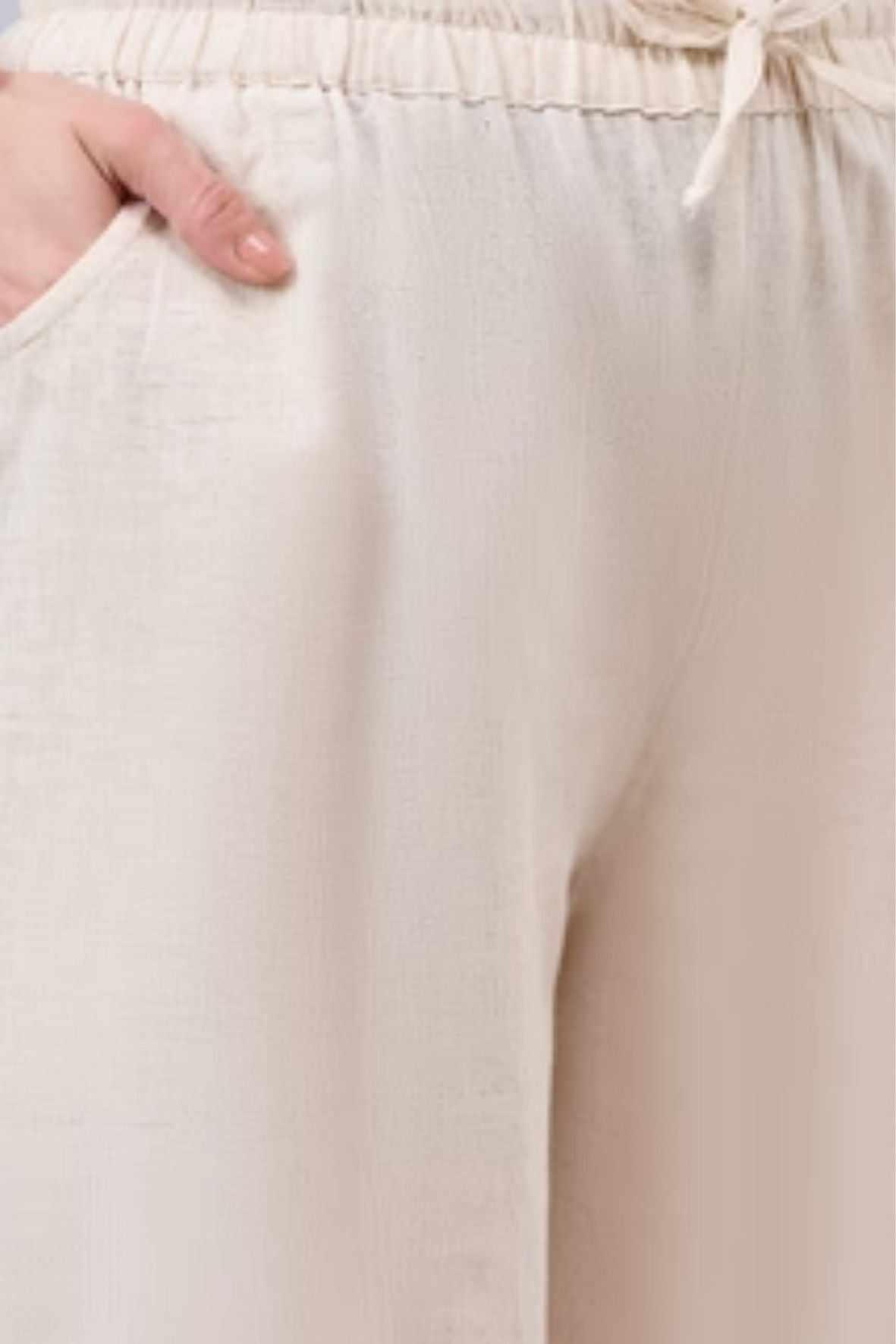 Cotton Palazzo With Dark Green Lace Detailing