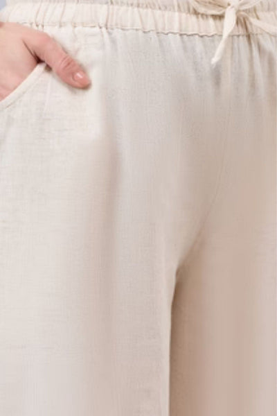 Cotton Palazzo With Dark Green Lace Detailing