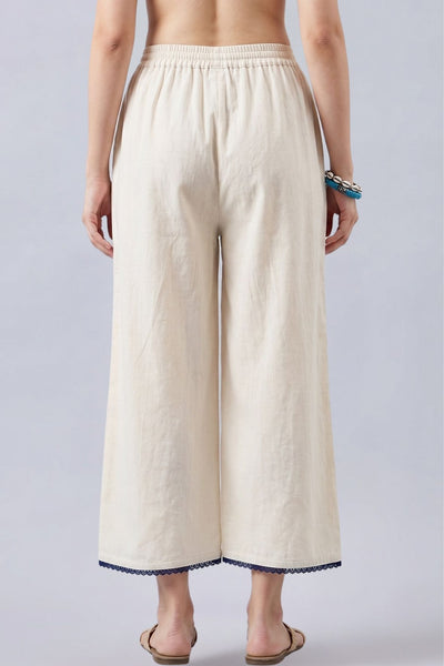 Cotton Palazzo With Royal Blue Lace Detailing