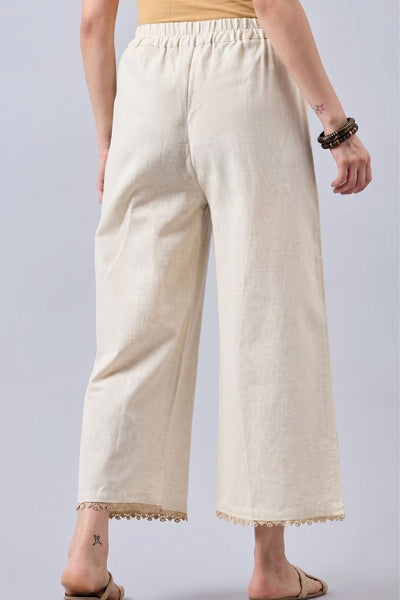 Cotton Palazzo With Skin Lace Detailing