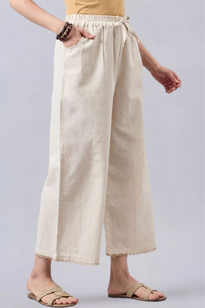 Cotton Palazzo With Skin Lace Detailing