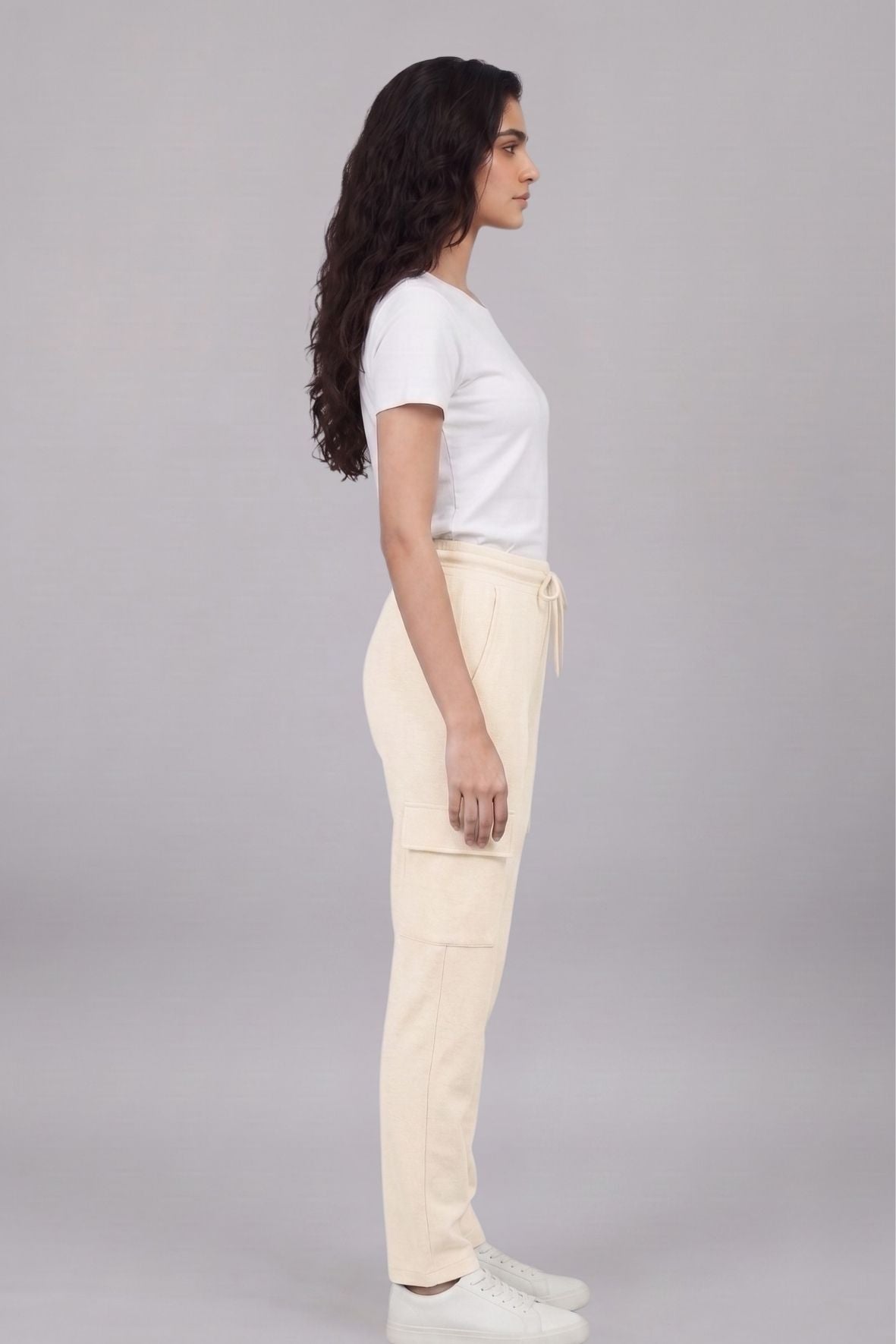 Women’s Cream Cargo Pants