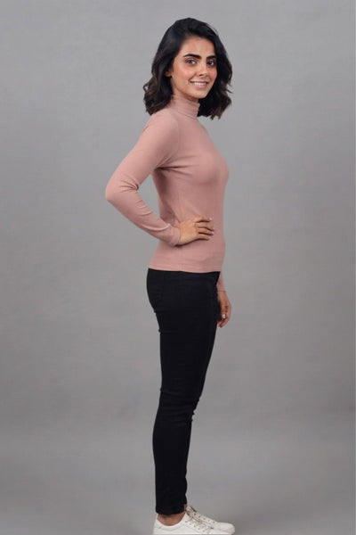 Peach Hi-Neck Crop Top for Women