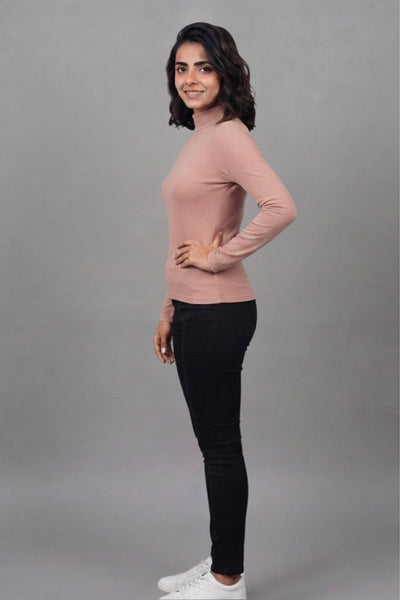 Peach Hi-Neck Crop Top for Women
