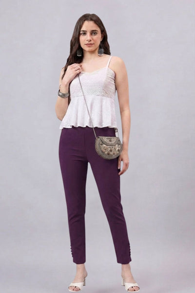 Purple Regular Fit Potli Pants