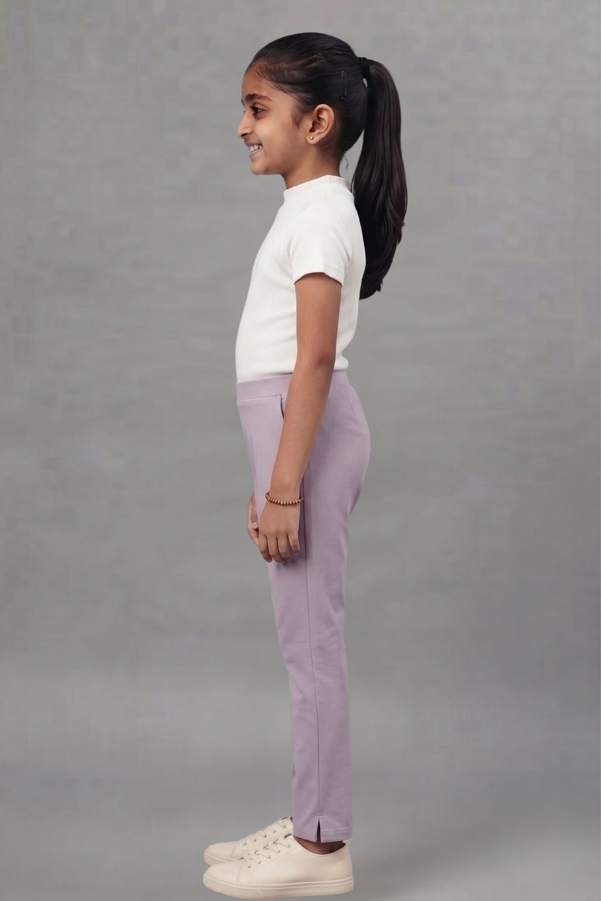 Girls Purple Pink Colour Straight Pant