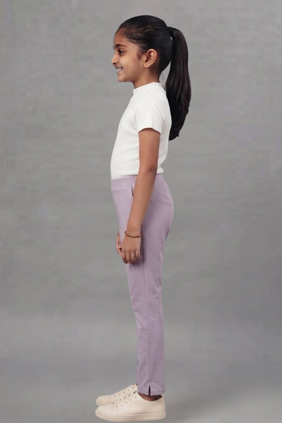 Girls Purple Pink Colour Straight Pant