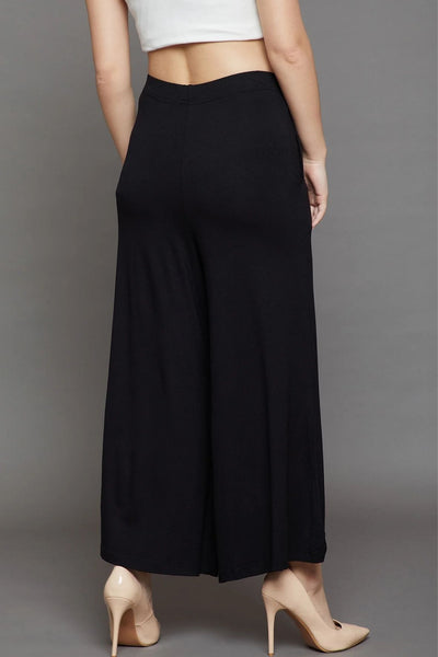 Black Plain Viscose Palazzo