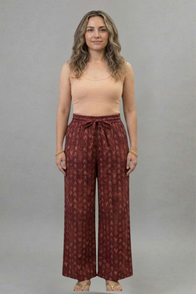 Maroon  Ikat Printed Palazzo