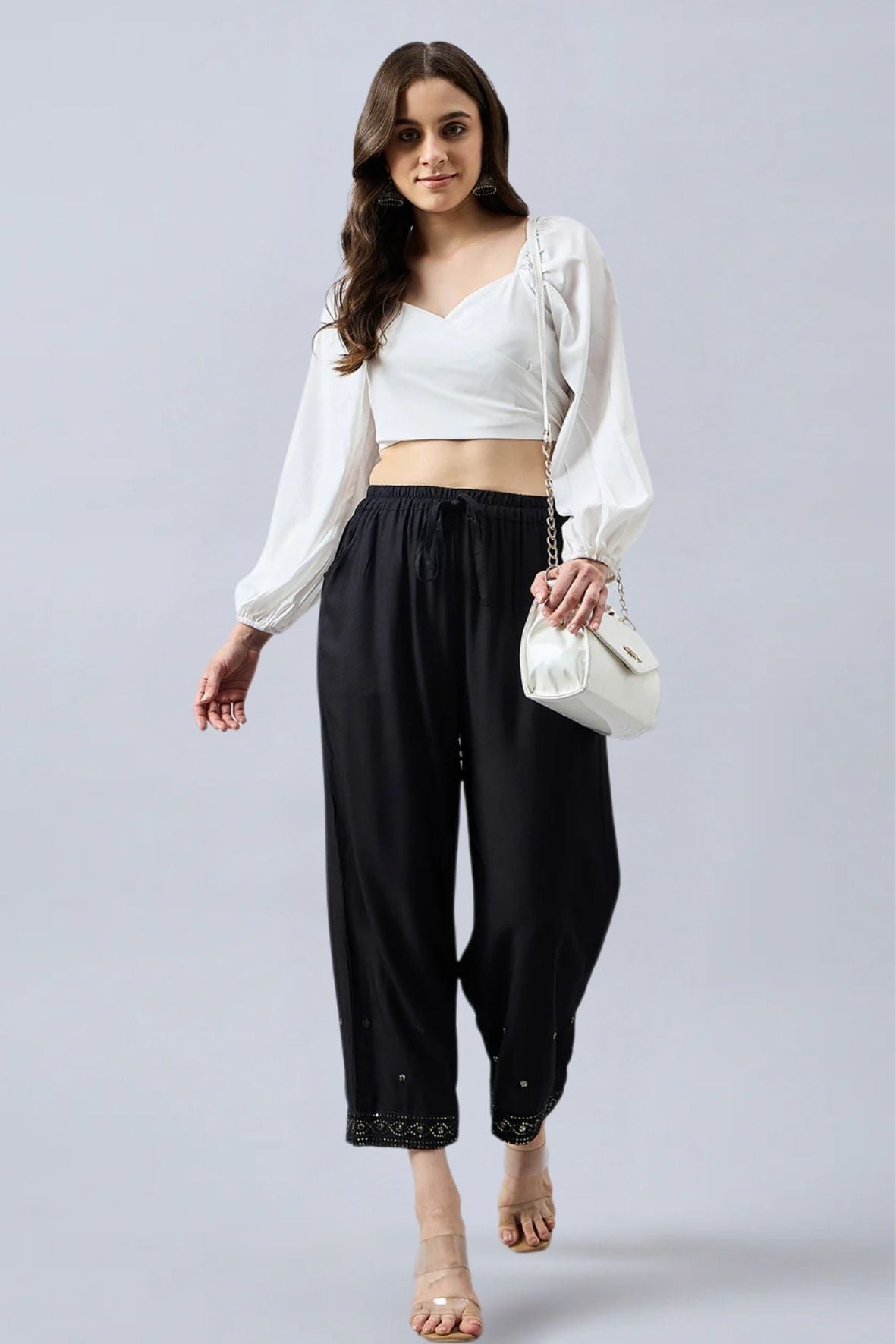 Black Embellished Palazzo