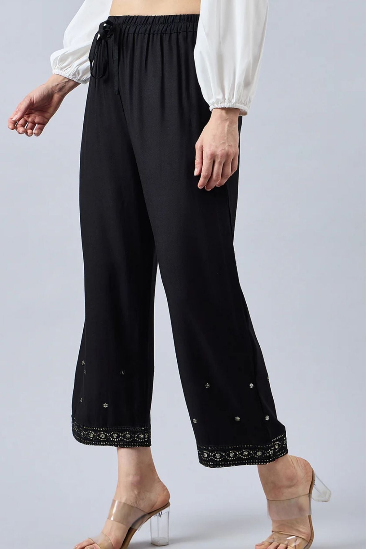 Black Embellished Palazzo