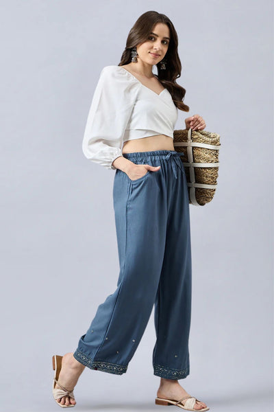 Grey Embellished Palazzo