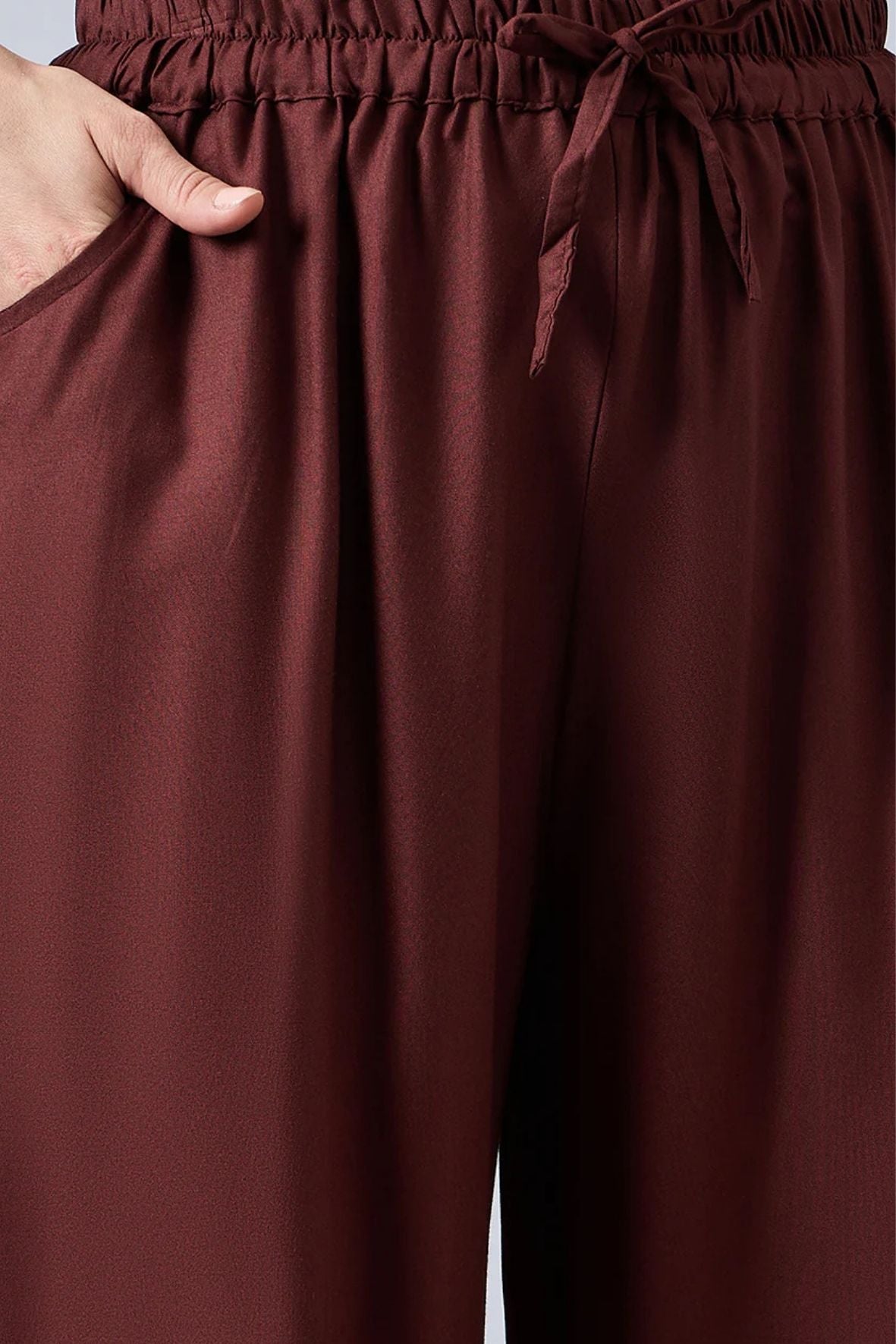 Brown Embellished Palazzo