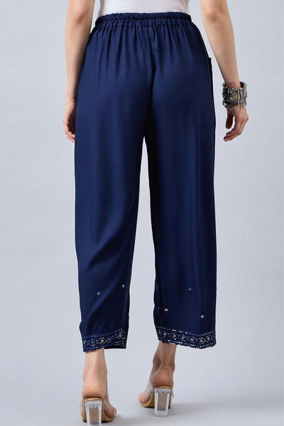 Navy Blue Embellished Palazzo