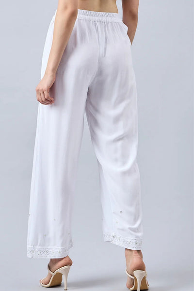 White Embellished Palazzo