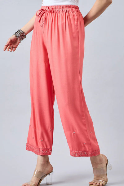 Peach Embellished Palazzo
