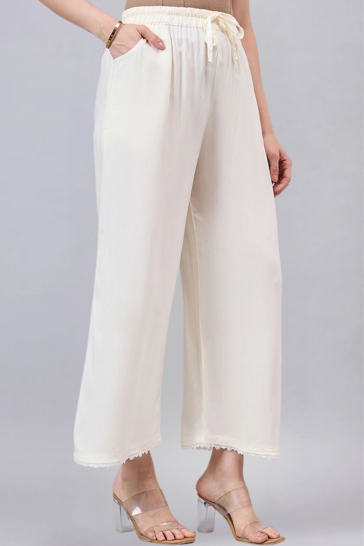 Off-White Lace Palazzos