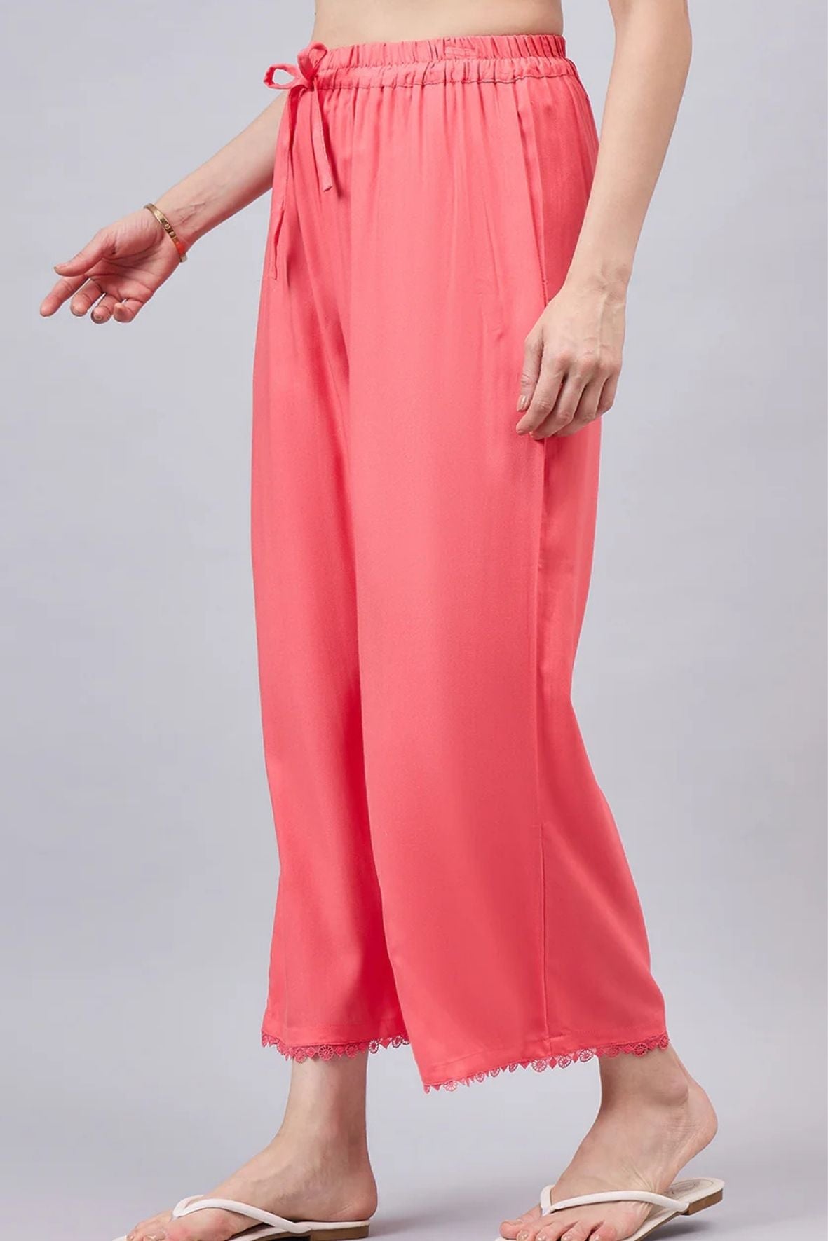 Peach Lace Palazzos