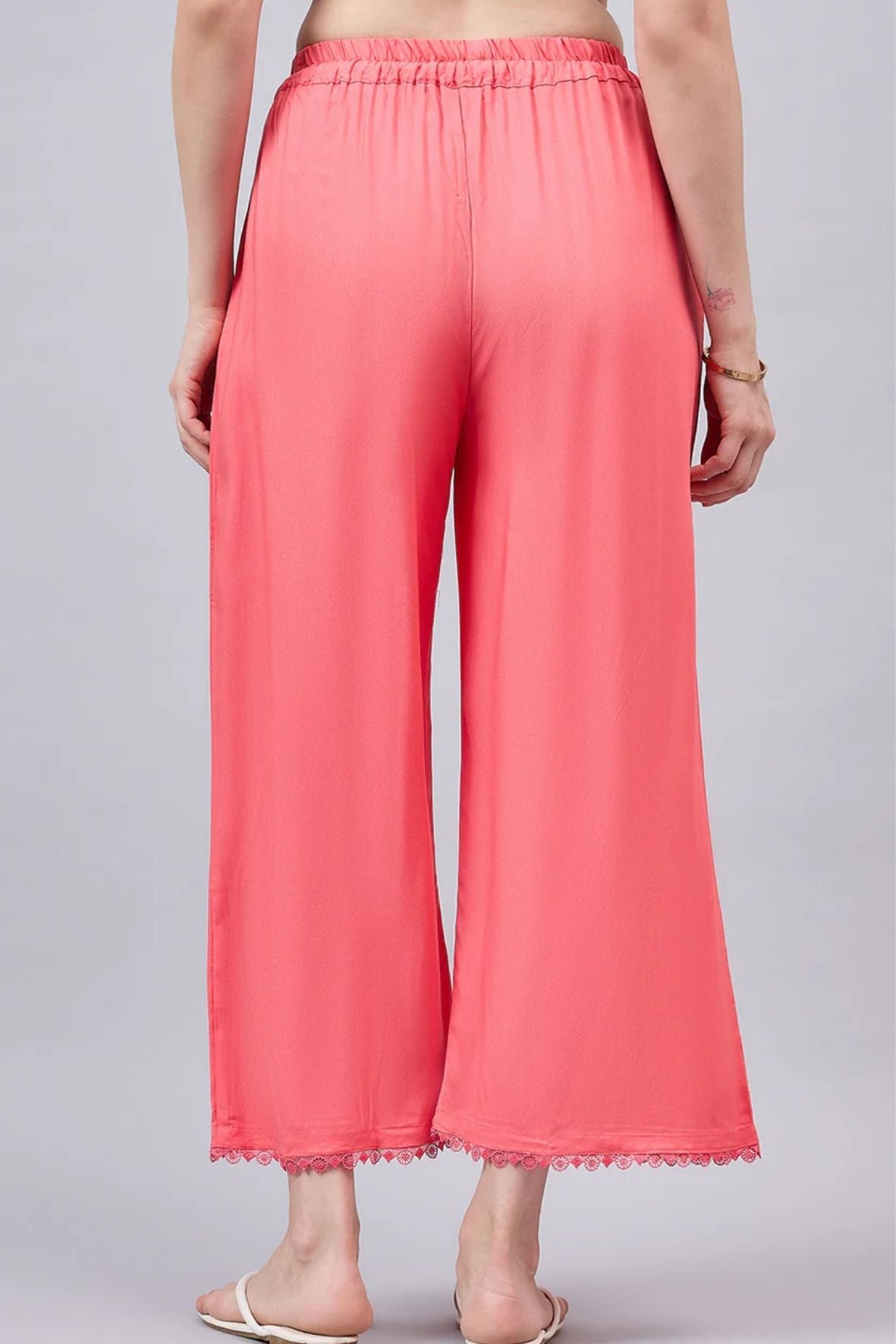Peach Lace Palazzos