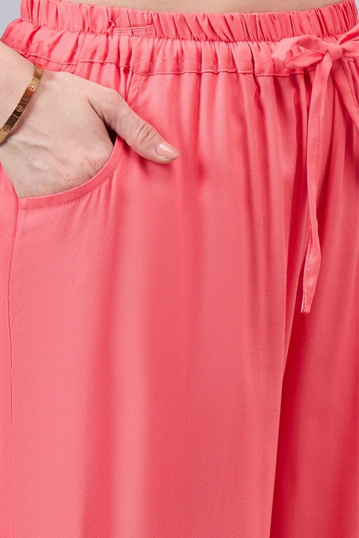 Peach Lace Palazzos