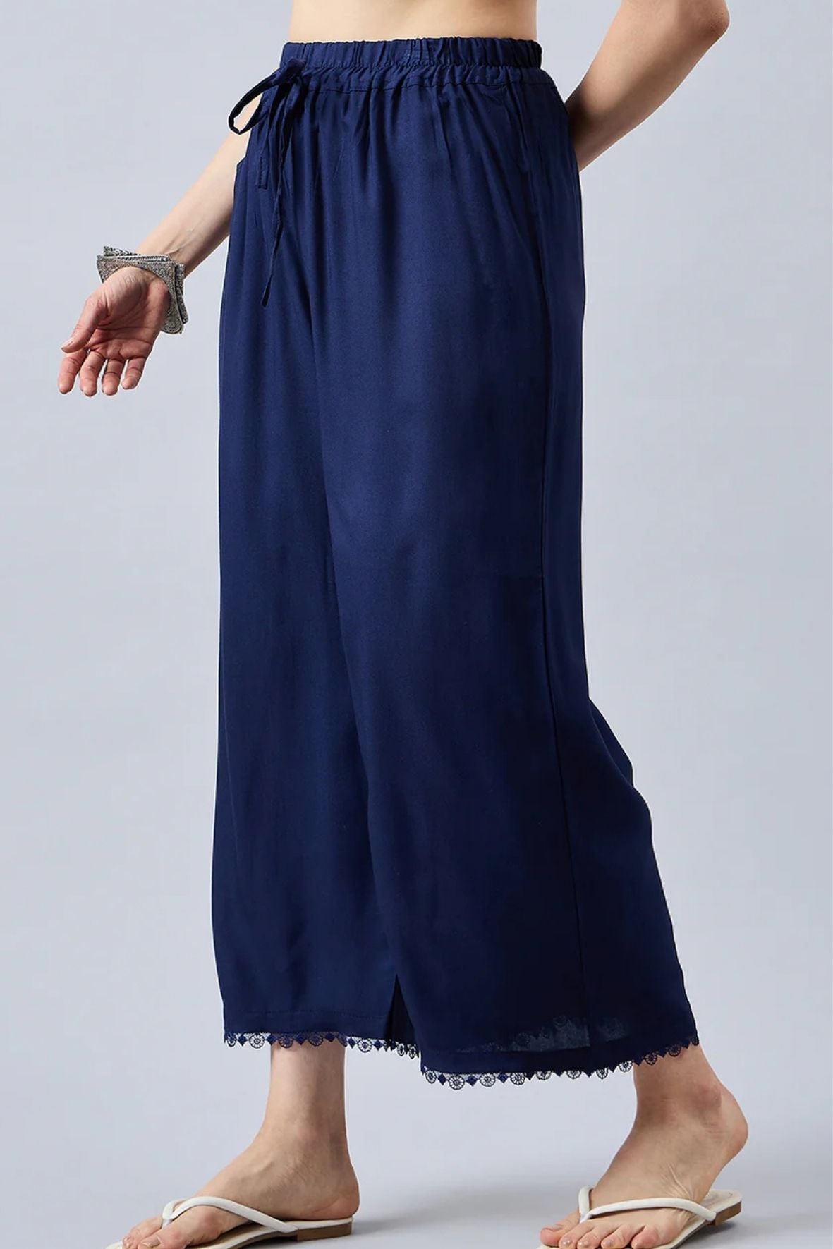 Navy Blue Lace Palazzos