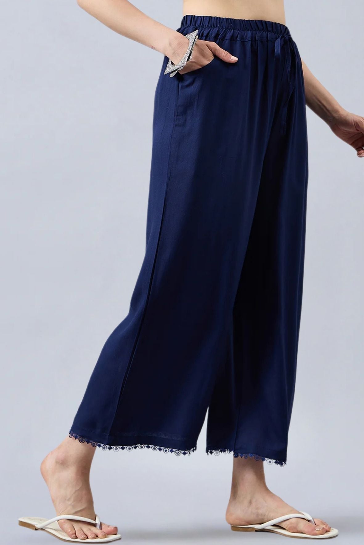 Navy Blue Lace Palazzos