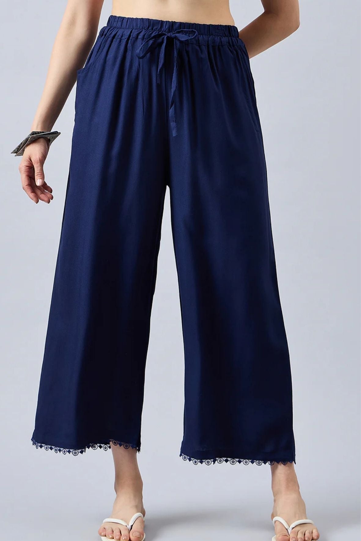 Navy Blue Lace Palazzos