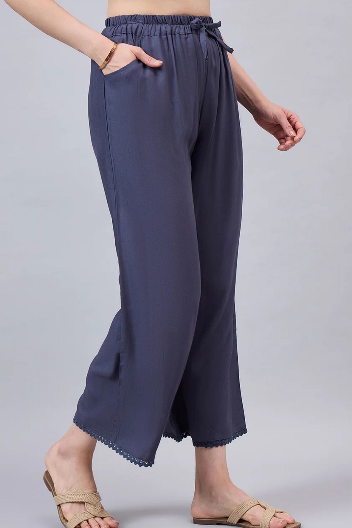Dark Grey Lace Palazzos