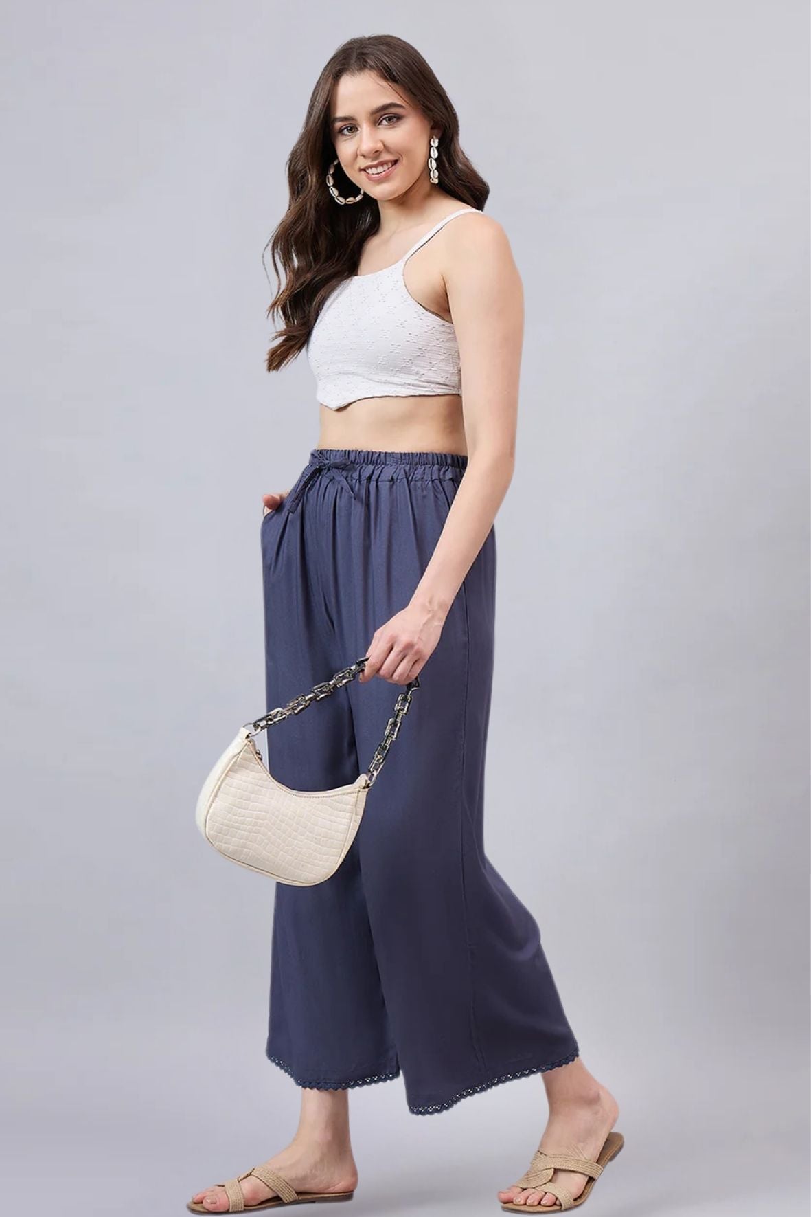 Dark Grey Lace Palazzos