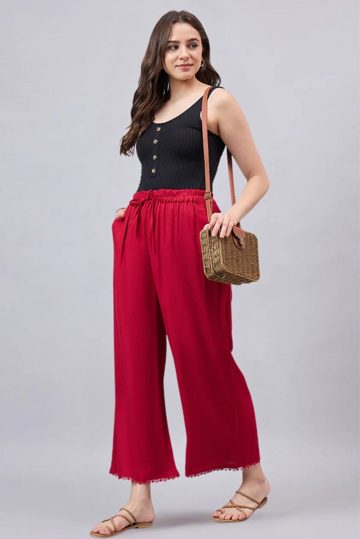 Maroon Lace Palazzos