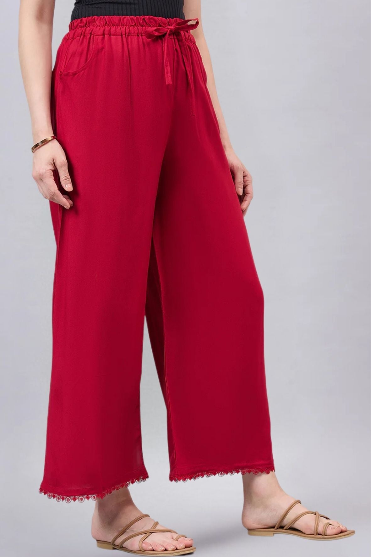 Maroon Lace Palazzos