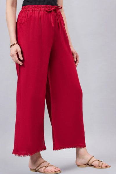 Maroon Lace Palazzos