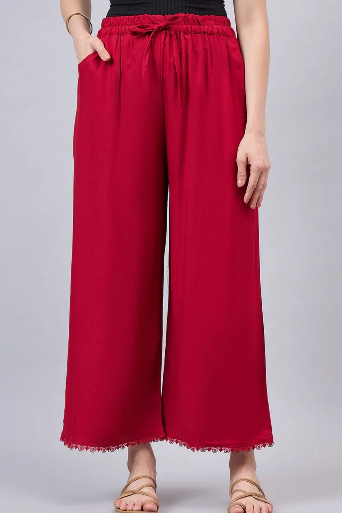 Maroon Lace Palazzos