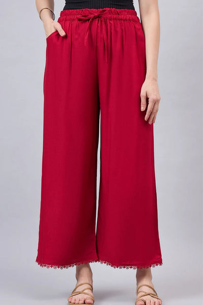 Maroon Lace Palazzos
