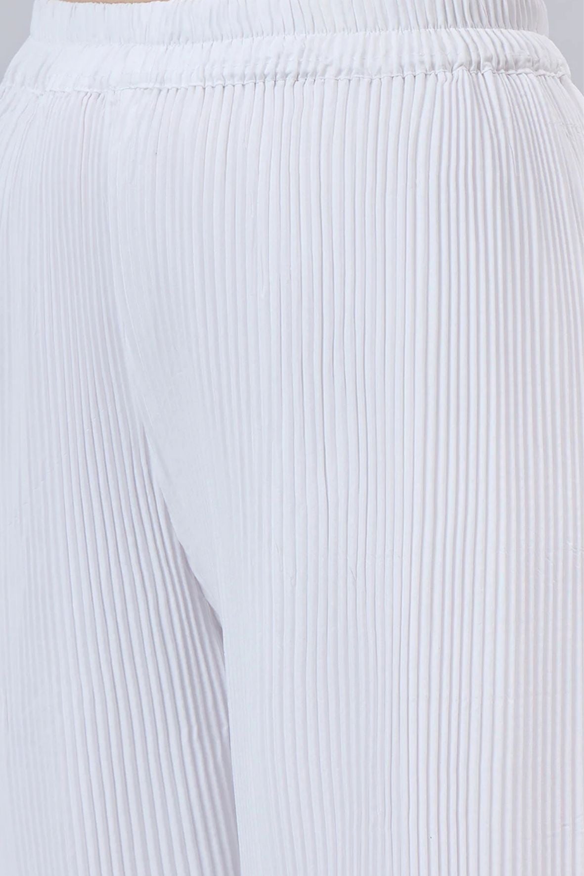 White Pleated Chiffon Palazzo