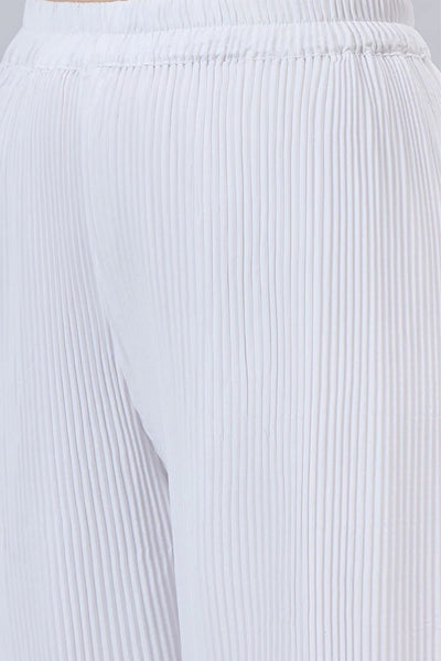 White Pleated Chiffon Palazzo