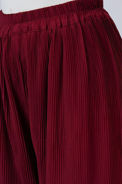 Maroon Pleated Chiffon Palazzo