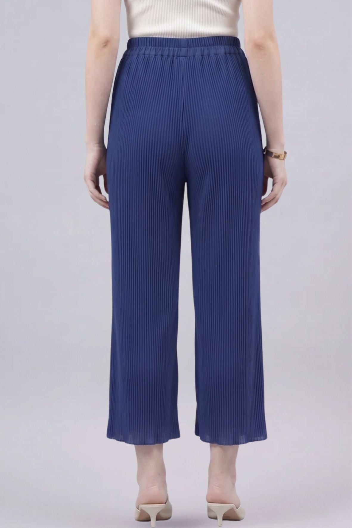 Royal blue Pleated Chiffon Palazzo