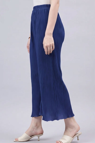 Royal blue Pleated Chiffon Palazzo