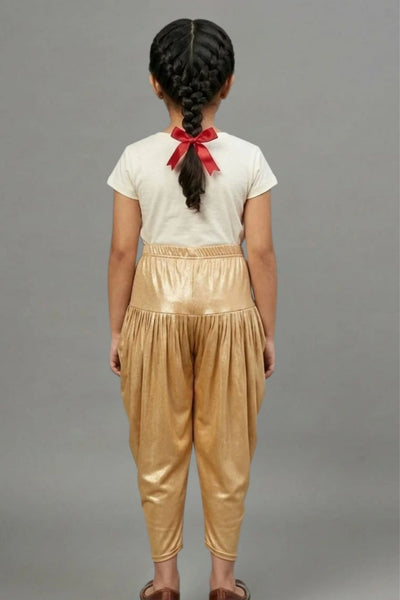 Kids Gold Shimmer Dhoti Pants