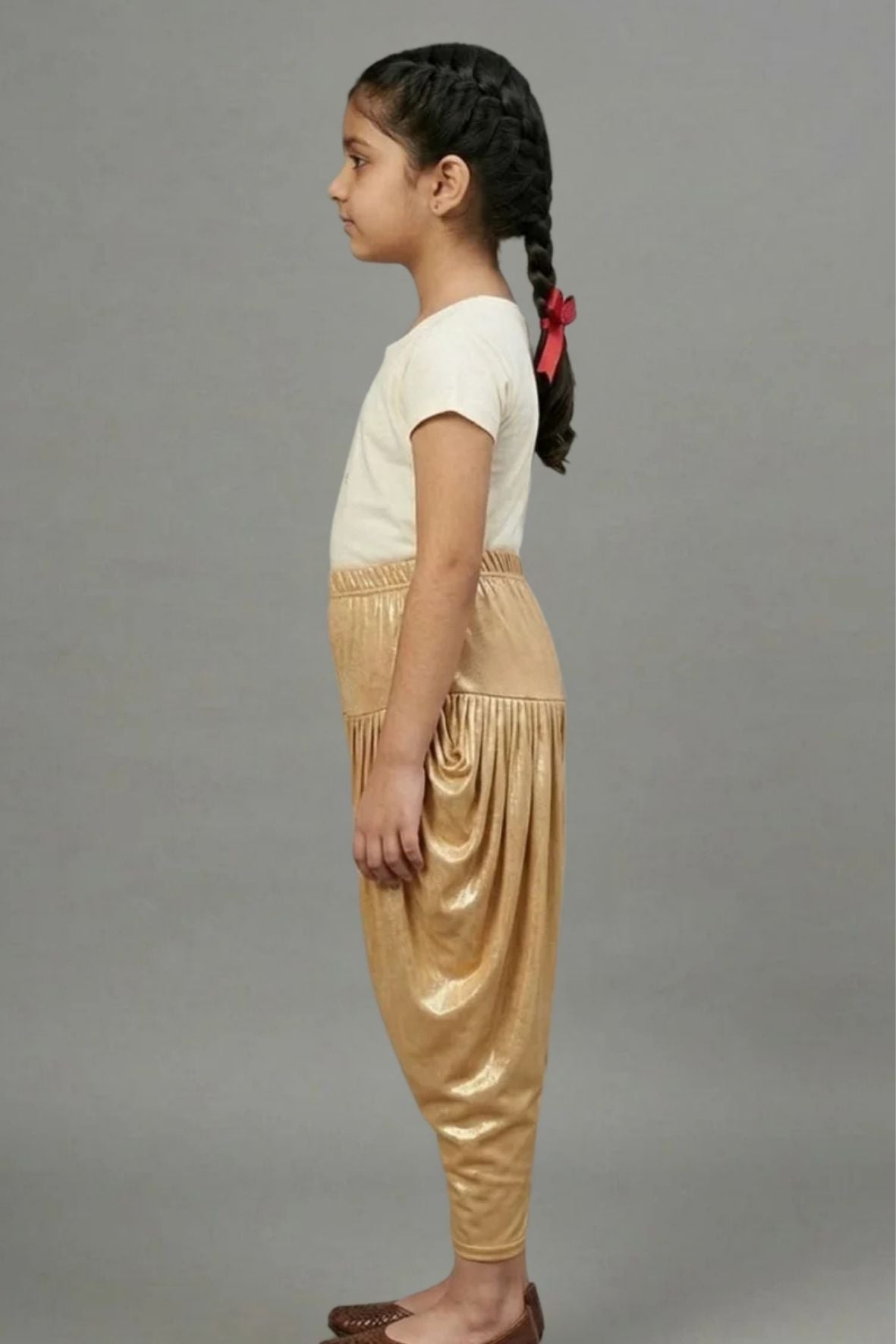 Kids Gold Shimmer Dhoti Pants
