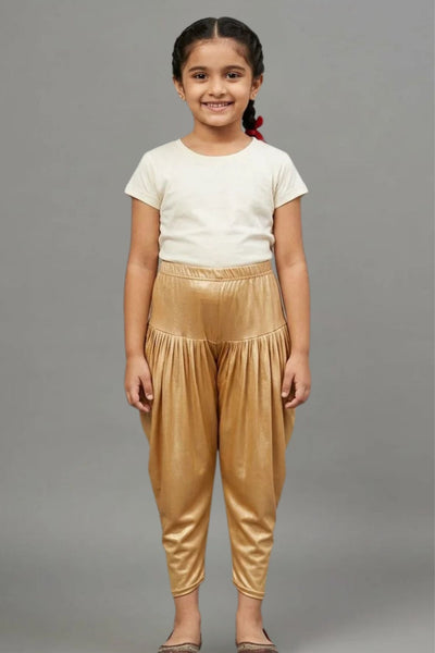 Kids Gold Shimmer Dhoti Pants