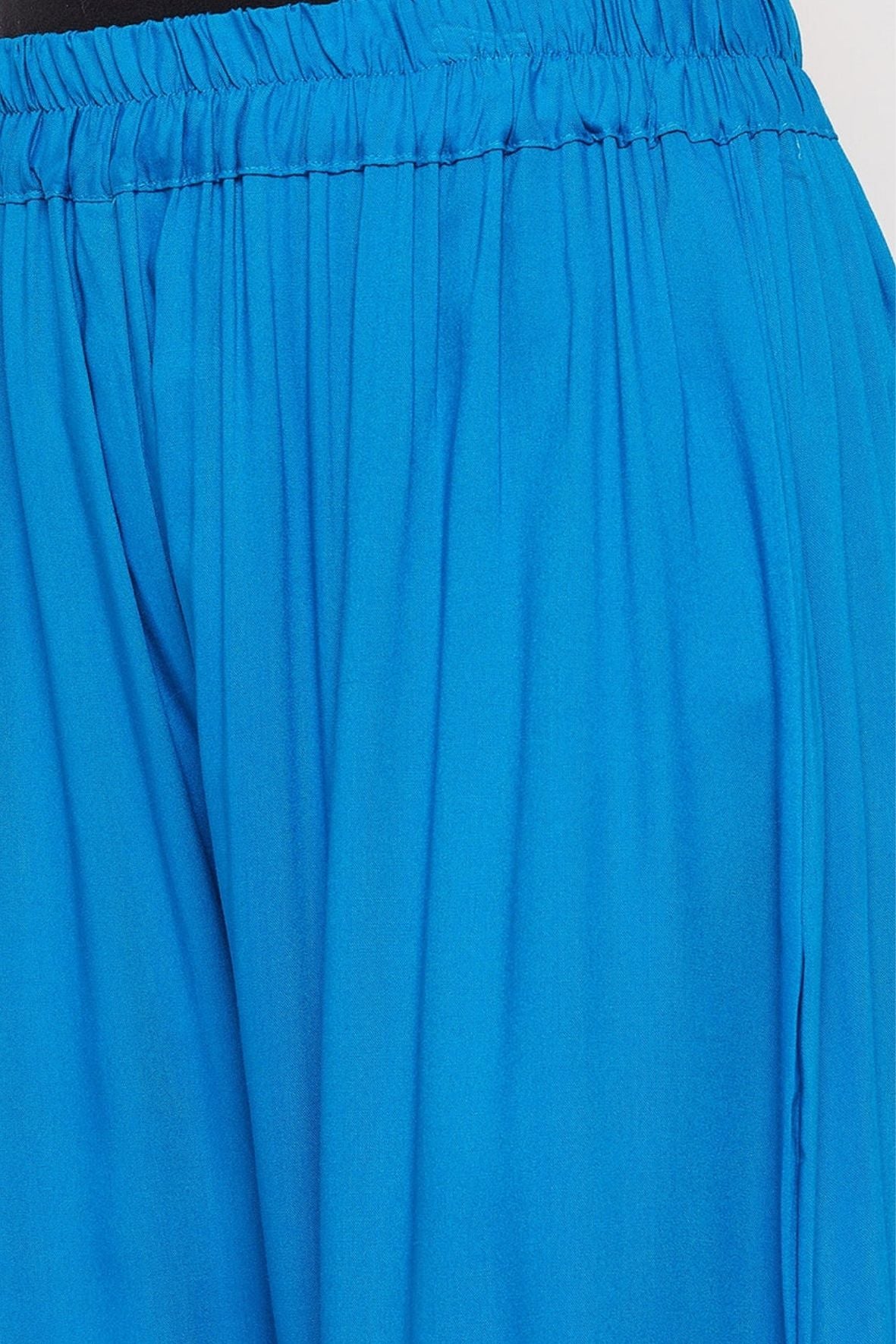 Sky Blue Plain Rayon Palazzo