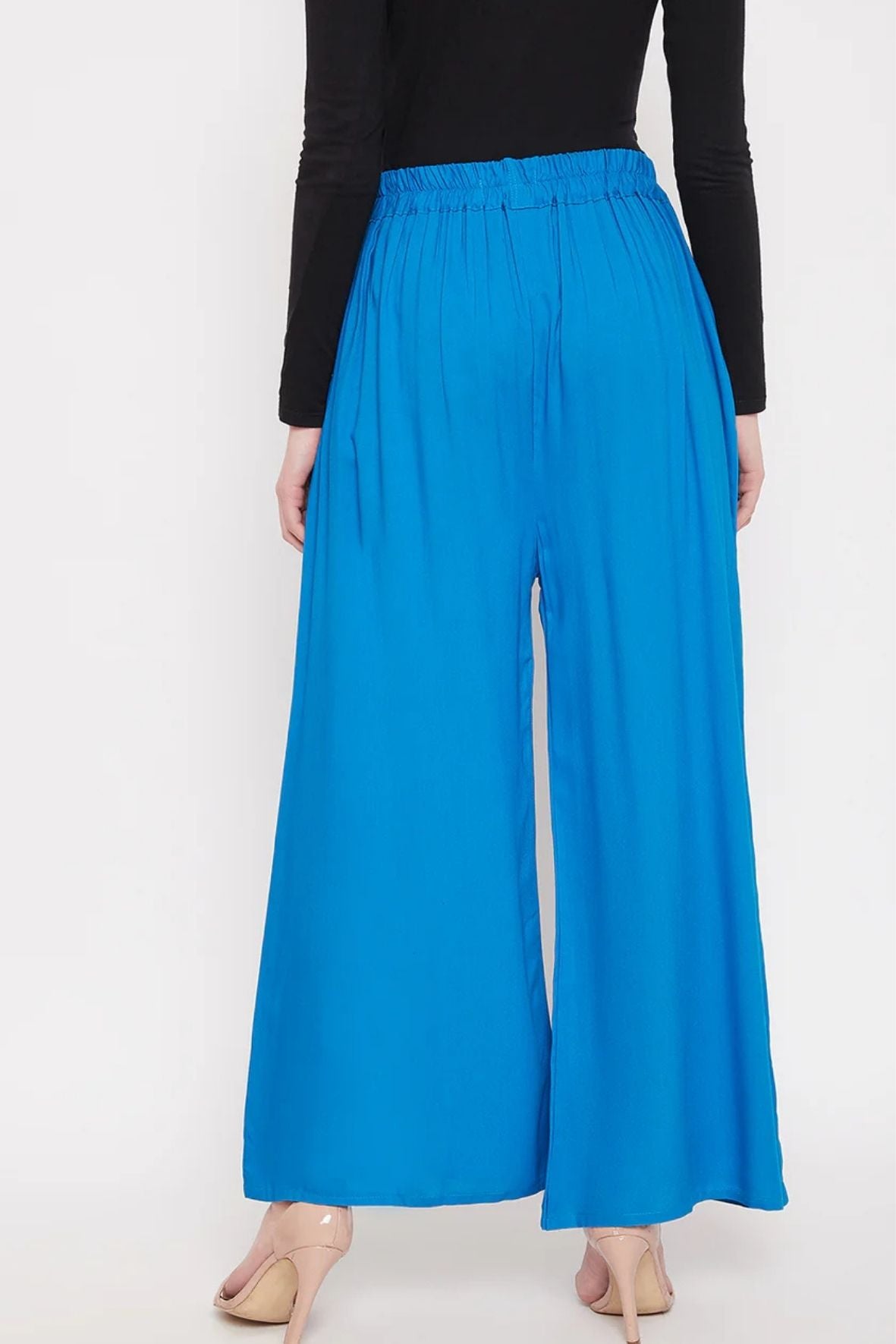 Sky Blue Plain Rayon Palazzo