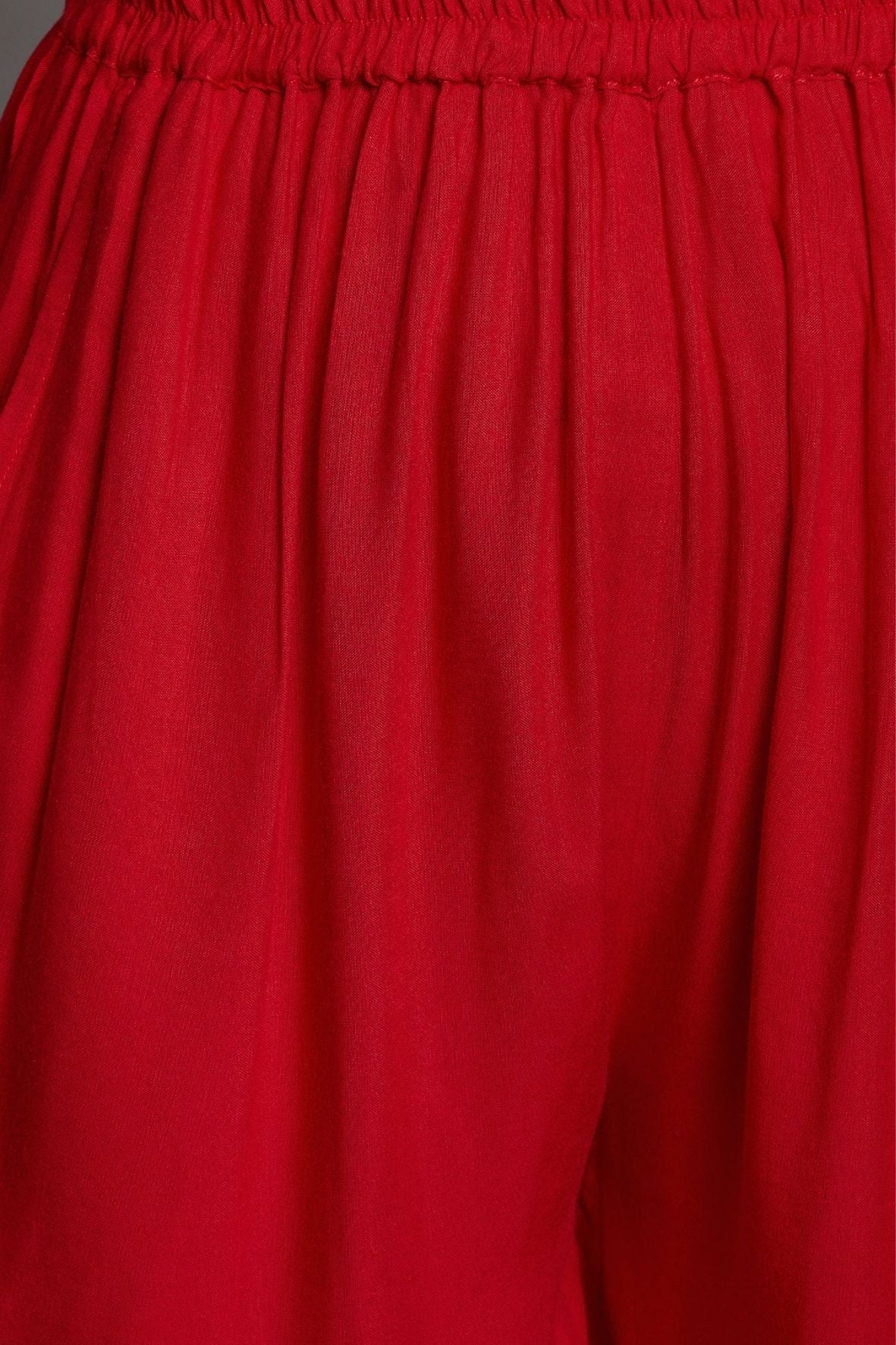 Red Plain Rayon Palazzo